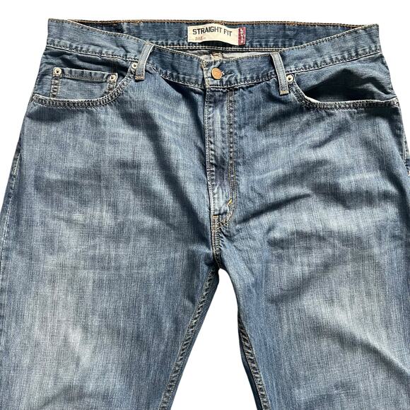 Levis Mens 505 Straight Fit Blue Denim Jeans 5 Pocket Style 38 W 32 L - Picture 3 of 15